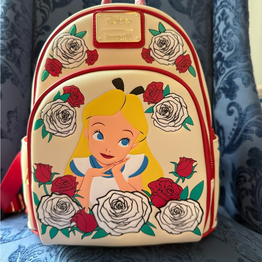 Disney Loungefly Alice in Wonderland Backpack Roses, NWT
